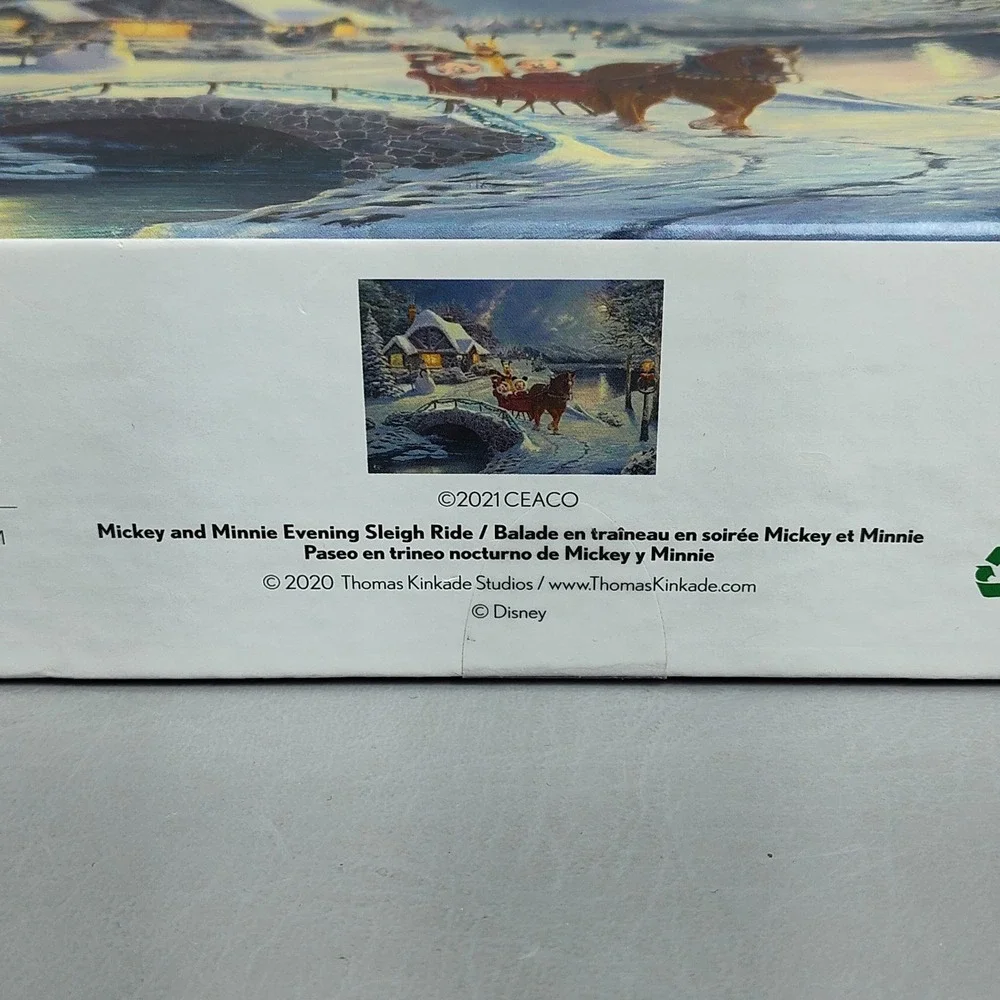 Ceaco Disney Thomas Kinkade 1000 pc Puzzle Mickey Minnie Evening Sleigh Ride NEW